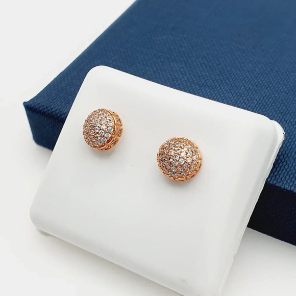 "14K Gold Plated Cubic Zircon Earrings, INUS1BR108 - Picture 2 of 9